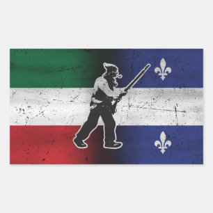 Sticker Rectangulaire Drapeau Québec et Patriote Henri Julien érodé
