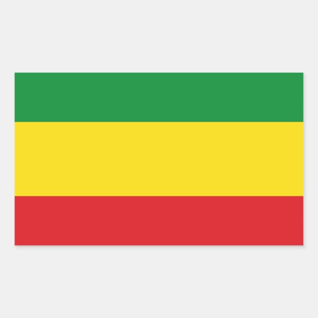 Sticker Rectangulaire Drapeau rastafari éthiopien Rasta (Devant)