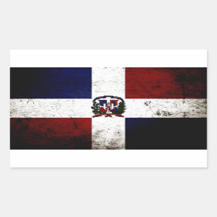 Sticker Rectangulaire Drapeau République dominicaine Grunge Noir