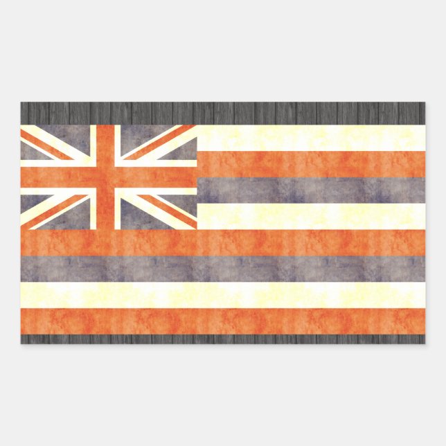 Sticker Rectangulaire Drapeau rétro Vintage Hawaii (Devant)