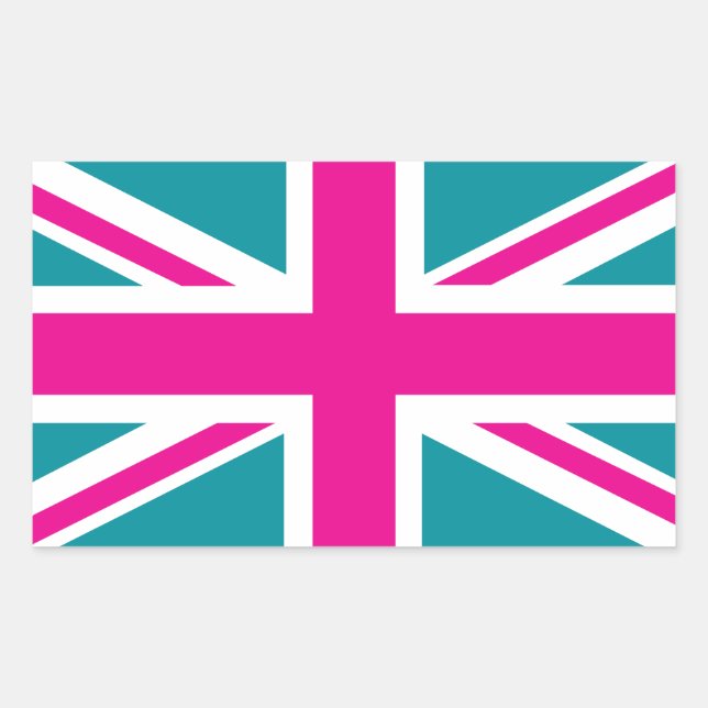 Sticker Rectangulaire Drapeau rose de choc Union Jack British (UK) (Devant)