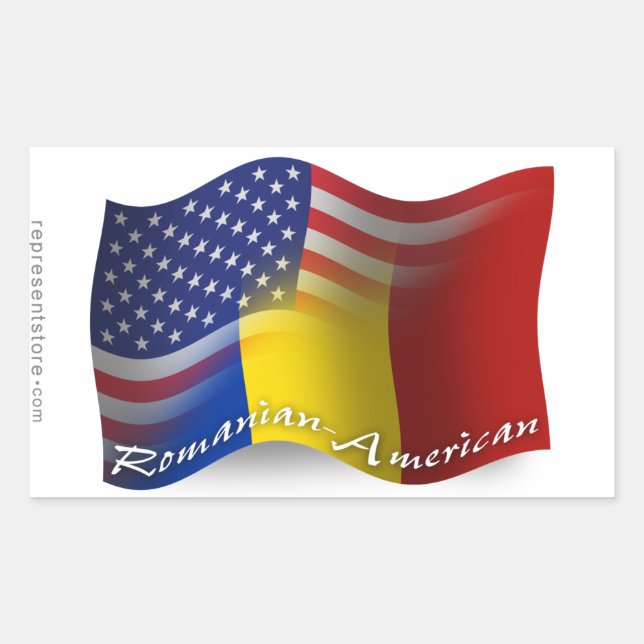 Sticker Rectangulaire Drapeau roumain-américain (Devant)