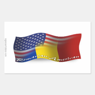 Sticker Rectangulaire Drapeau roumain-américain