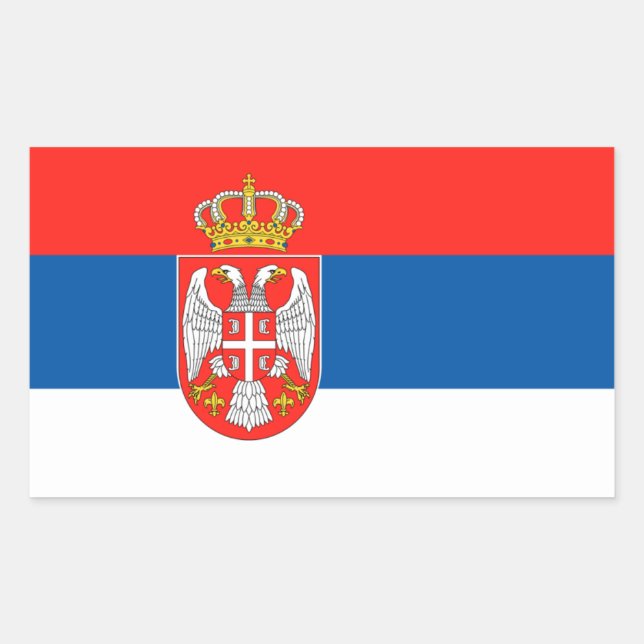 Sticker Rectangulaire Drapeau serbe (Devant)