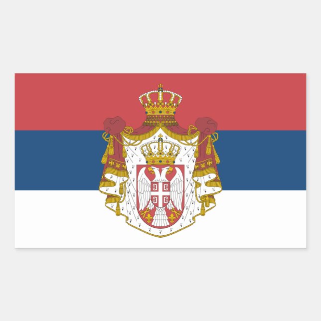 Sticker Rectangulaire Drapeau serbe et armoiries, Drapeau de Serbie (Devant)