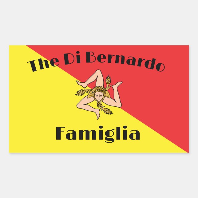 Sticker Rectangulaire Drapeau Sicile Famille Sicilienne Personnalisée (Devant)