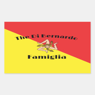 Sticker Rectangulaire Drapeau Sicile Famille Sicilienne Personnalisée