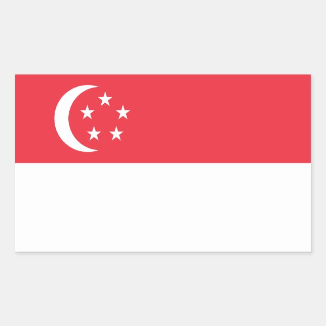 Sticker Rectangulaire Drapeau Singapour/Singapour (Devant)