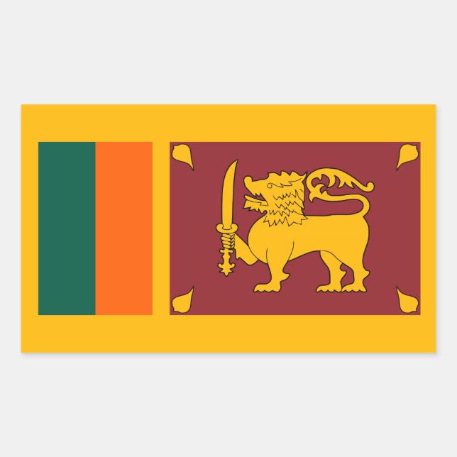 Sticker Rectangulaire Drapeau Sri Lanka (Devant)