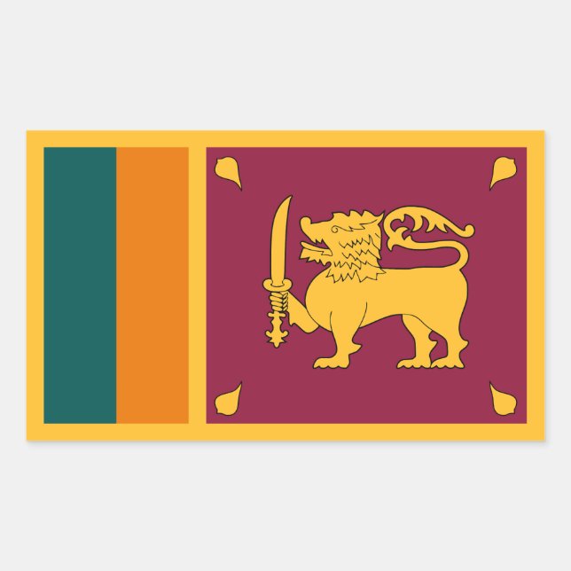 Sticker Rectangulaire Drapeau Sri Lanka (Devant)