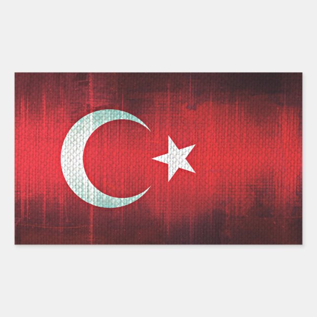 Sticker Rectangulaire Drapeau stylisé de Turquie (Devant)