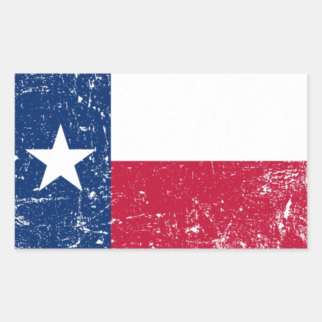 Sticker Rectangulaire Drapeau texan de Grunge en détresse (Devant)