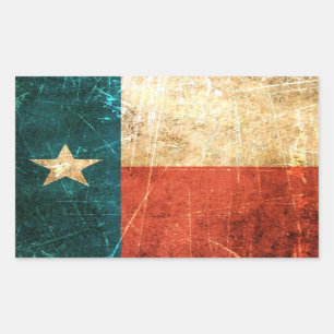Sticker Rectangulaire Drapeau texan soufflé et usé