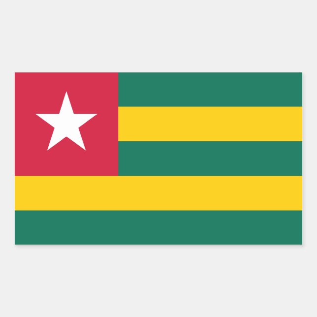 Sticker Rectangulaire Drapeau Togo/togolais (Devant)
