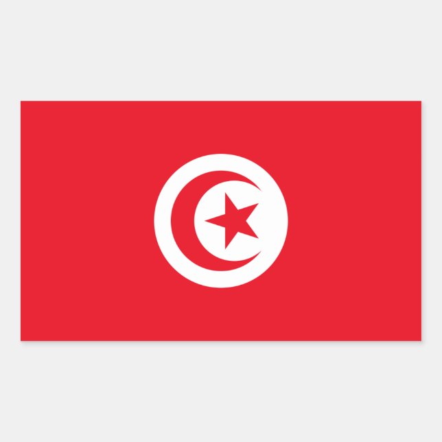 Sticker Rectangulaire Drapeau Tunisie/Tunisie (Devant)