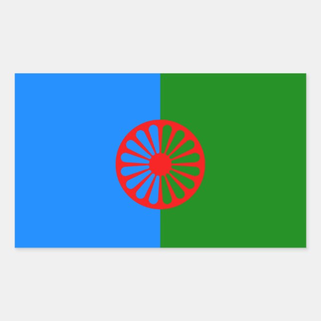 Sticker Rectangulaire Drapeau tzigane romani officiel (Devant)