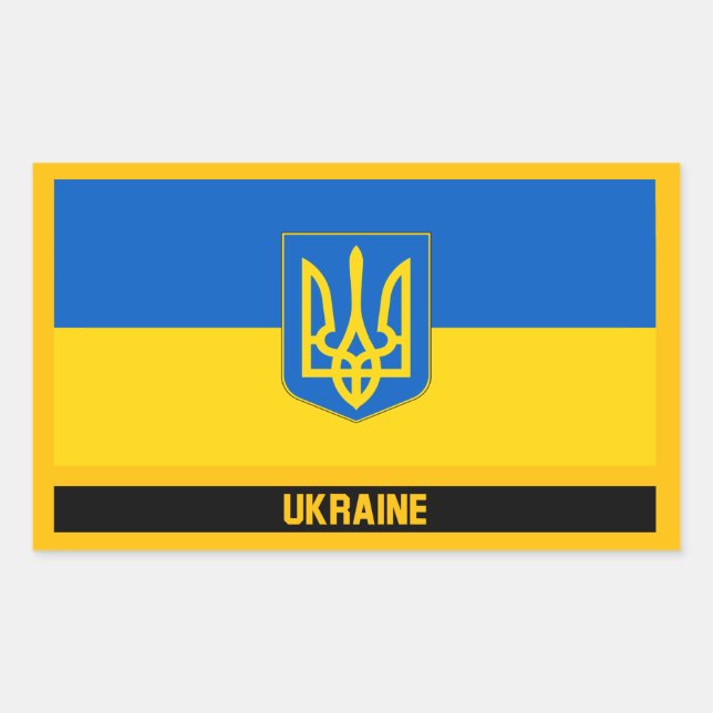 Sticker Rectangulaire Drapeau Ukraine (Devant)