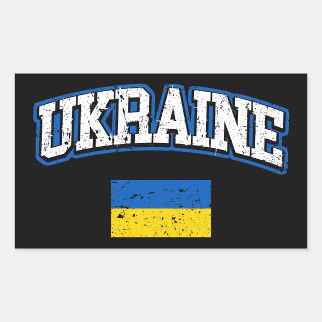 Sticker Rectangulaire Drapeau Ukraine (Devant)
