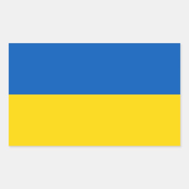 Sticker Rectangulaire Drapeau ukrainien. Soutien à l'Ukraine (Devant)
