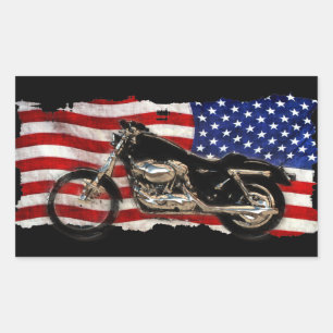 Sticker Rectangulaire Drapeau US, Étoiles et rayures, Moto, Moto