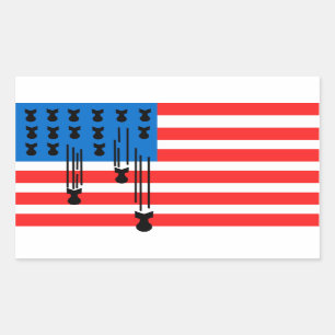Sticker Rectangulaire Drapeau USA avec bombes qui tombent