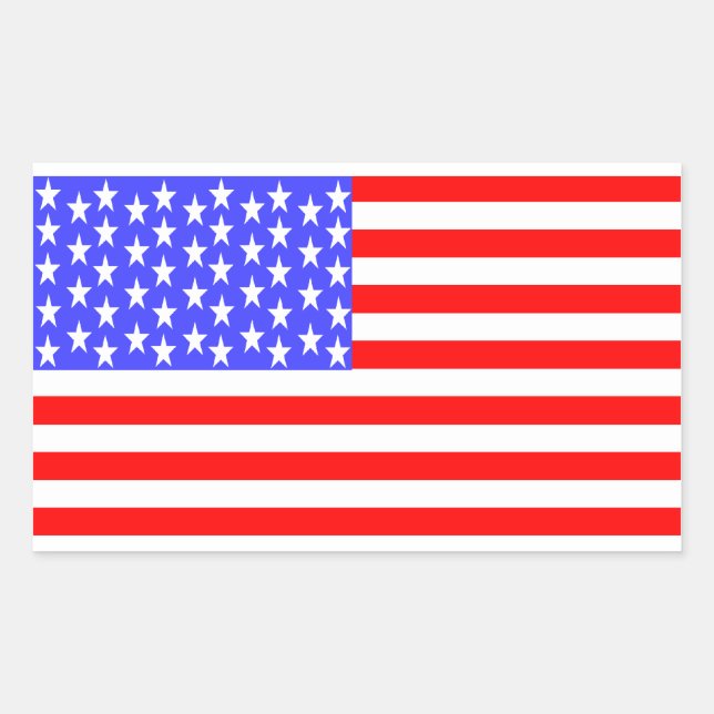 Sticker Rectangulaire Drapeau USA entièrement imprimé (Devant)
