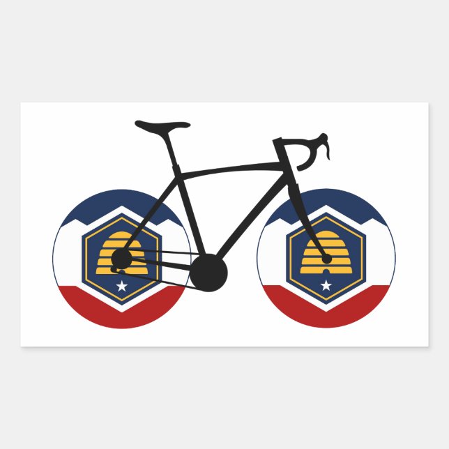 Sticker Rectangulaire Drapeau Utah Cyclisme (Devant)