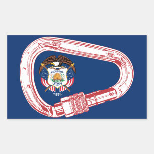 Sticker Rectangulaire Drapeau Utah Escalade carabiner