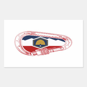 Sticker Rectangulaire Drapeau Utah Escalade carabiner
