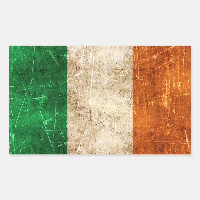Sticker Rectangulaire Drapeau vintage de l'Irlande (Devant)