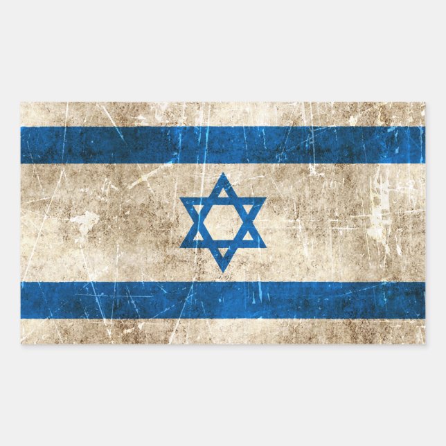 Sticker Rectangulaire Drapeau vintage d'Israël (Devant)