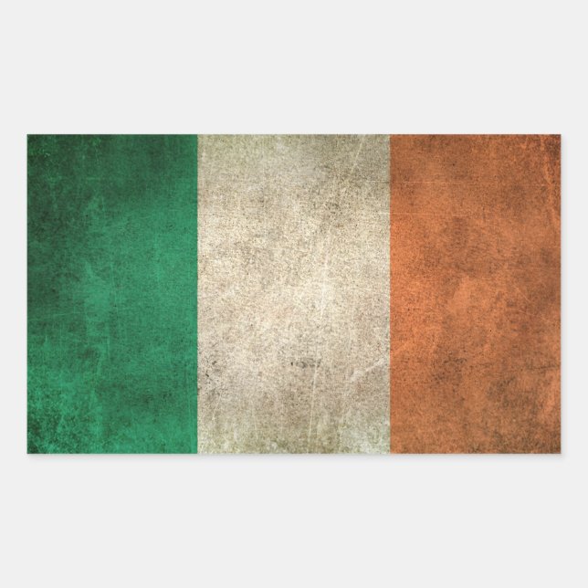 Sticker Rectangulaire Drapeau vintage en détresse d'Irlande (Devant)