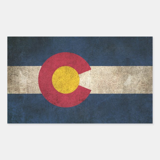Sticker Rectangulaire Drapeau vintage en détresse du Colorado (Devant)