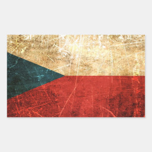 Sticker Rectangulaire Drapeau vintage rayé et porté de République