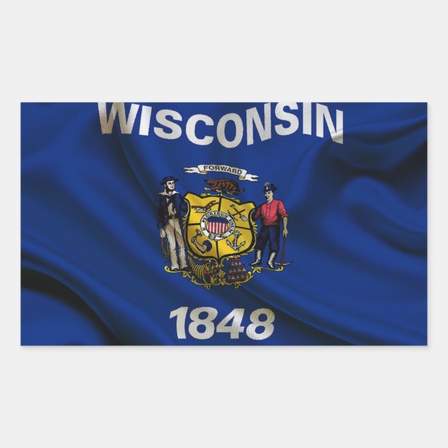 Sticker Rectangulaire Drapeau Wisconsin (Devant)