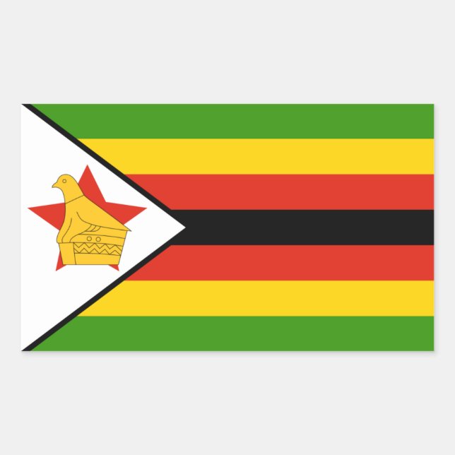 Sticker Rectangulaire Drapeau Zimbabwe/Zimbabwe (Devant)