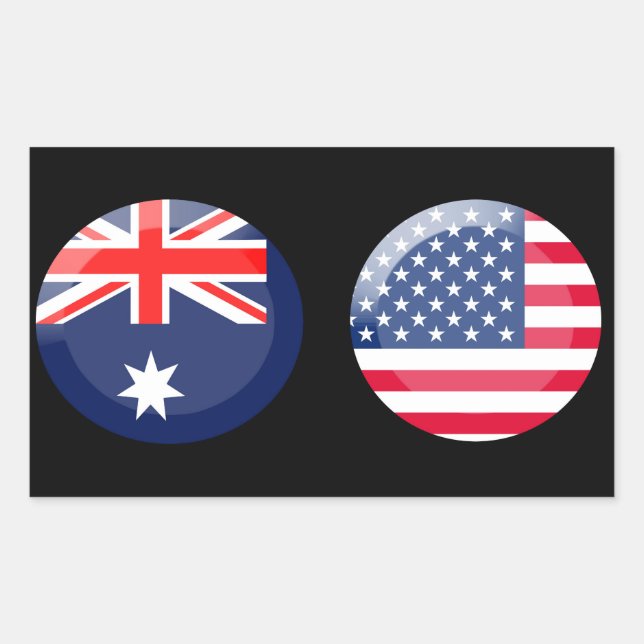 Sticker Rectangulaire Drapeaux australiens et américains (Devant)