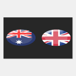 Sticker Rectangulaire Drapeaux australiens et britanniques
