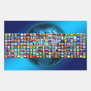 Sticker Rectangulaire Drapeaux du monde