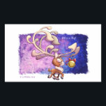 Sticker Rectangulaire DREAM BIG CHRISTMAS REINDEER par Jeff Willis Art<br><div class="desc">Ce joyeux petit renne vit de grands rêves. Gros bois = Grand coeur <3 Réchauffez vos vacances avec ce renne heureux. N'arrêtez jamais de rêver !</div>