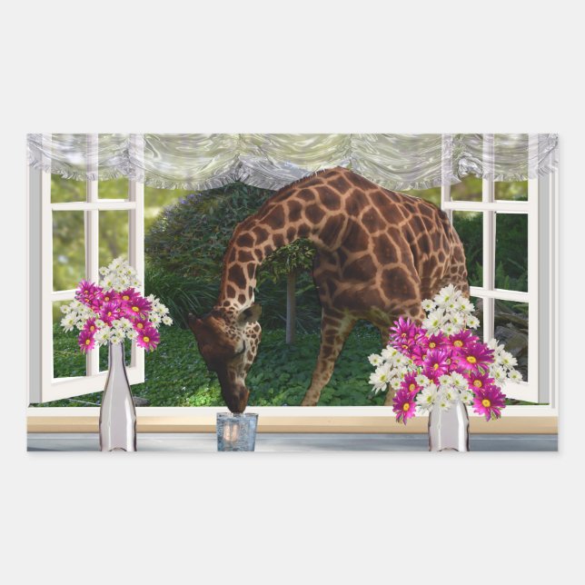 Sticker Rectangulaire Dresseur de fenêtre Giraffe, (Devant)