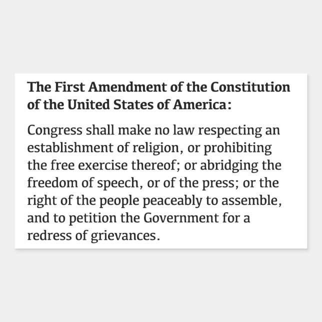 Sticker Rectangulaire Droits de premier amendement (Devant)