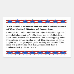 Sticker Rectangulaire Droits de premier amendement
