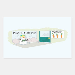 Sticker Rectangulaire Drôle bonhomme de neige au bureau du médecin