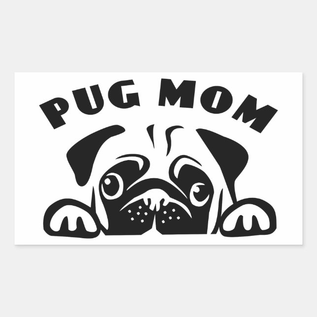 Sticker Rectangulaire Drôle Carlin Maman mignonne Chien Chien Chien Cari (Devant)