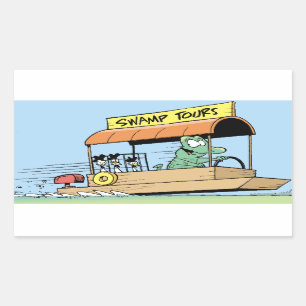 Sticker Rectangulaire Drôle Crocodile Tour Boat Comic