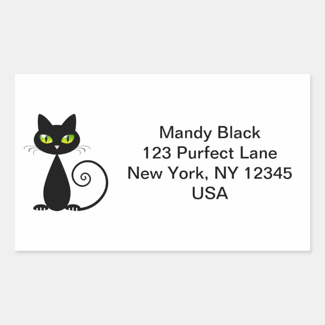 Sticker Rectangulaire Drôle mignon j'ai déplacé Faire-part de chat noir (Devant)