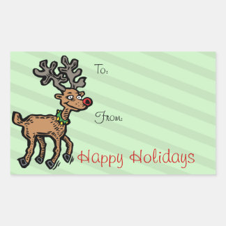 Sticker Rectangulaire Drôle renne de Noël