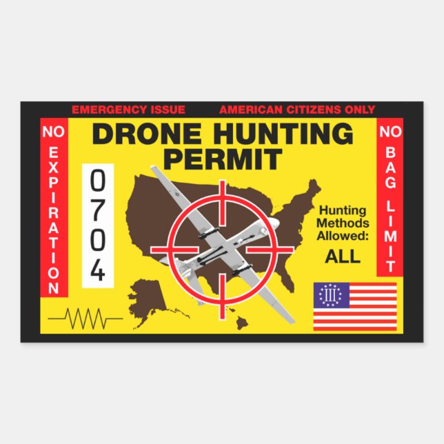 Sticker Rectangulaire Drone Hunting Permit (Devant)