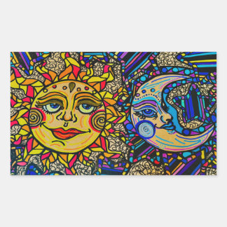 Sticker Rectangulaire Dualité Soleil Lune